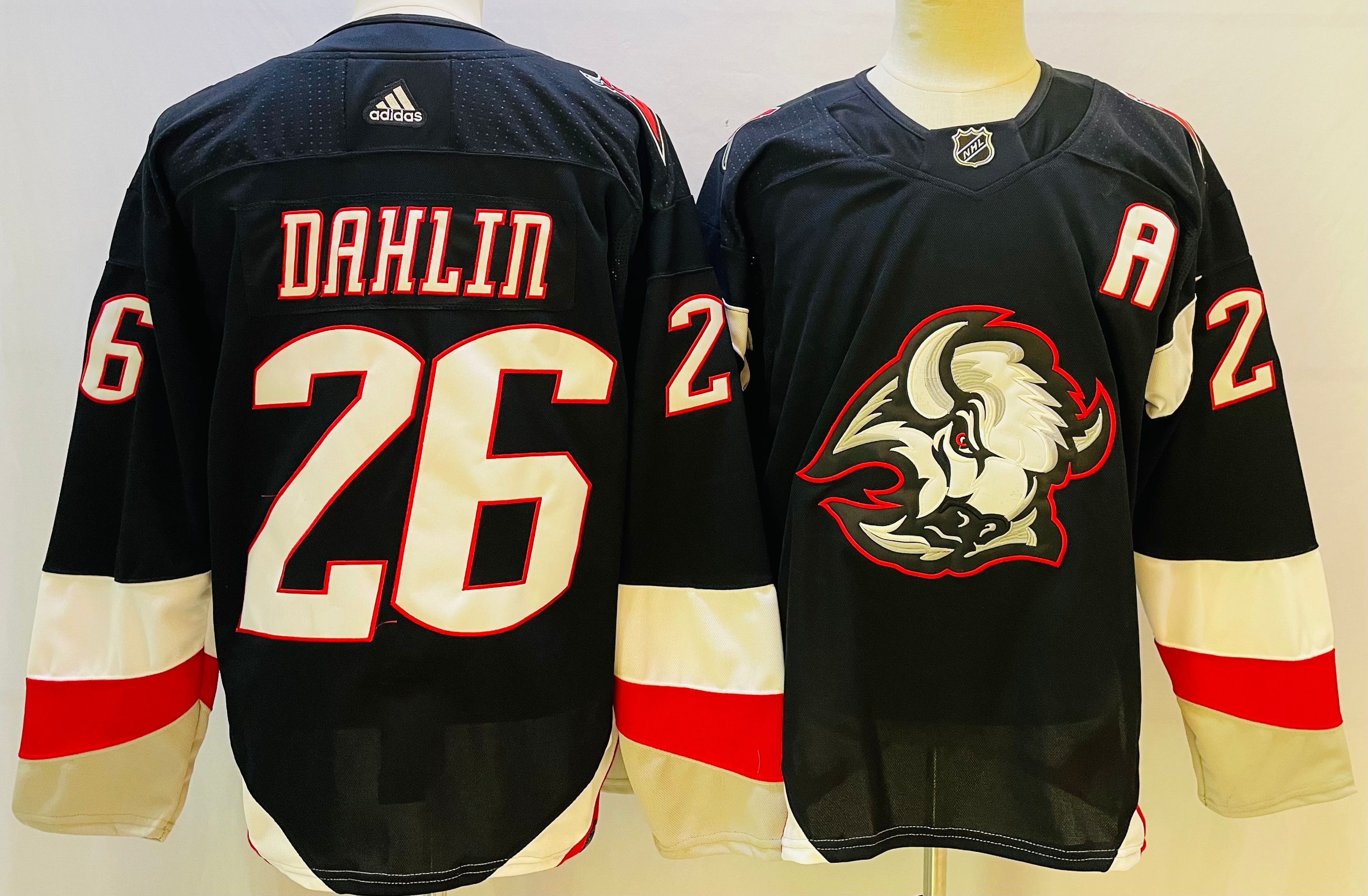Men Buffalo Sabres 26 Dahlin Black Throwback 2022 Adidas NHL Jersey